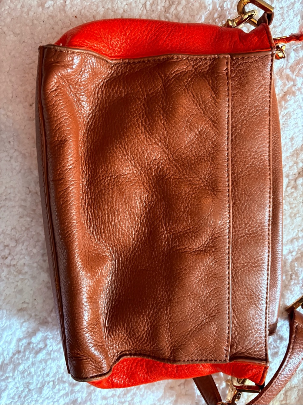 Tory Burch Brown Leather Crossbody with orange Side Panels - Picture 4 of 6